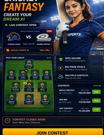Cricketoddsplay (cricket odds play) fantasy cricket & matchday visual 3